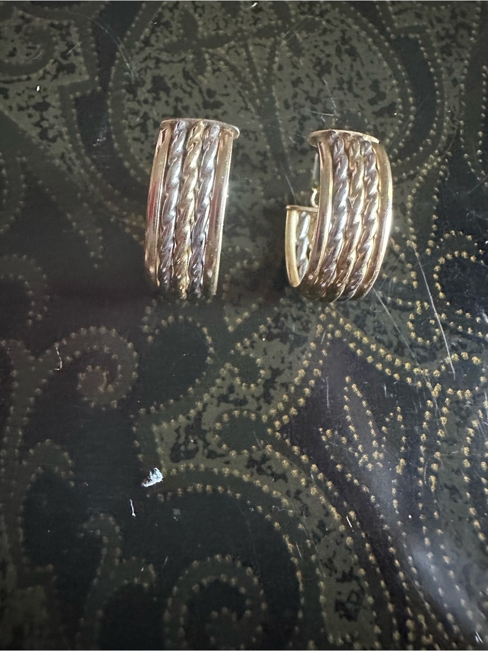 14k solid Gold Braided Hoop Earrings - Picture 3 of 7
